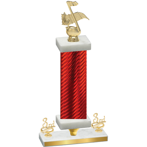 Premium Single Red Carbon Fiber Third Place Music Trophy