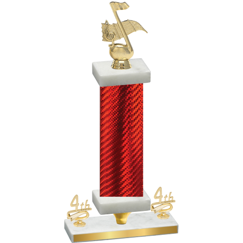 Premium Single Red Carbon Fiber Fourth Place Music Trophy