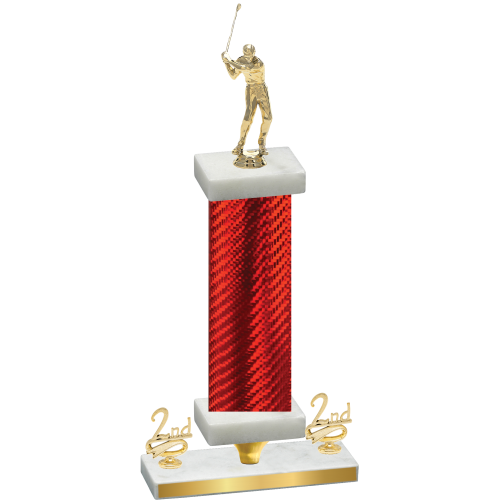 Premium Single Red Carbon Fiber Second Place Golf Trophy