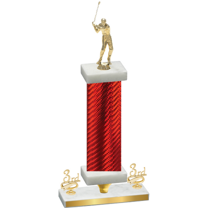 Premium Single Red Carbon Fiber Third Place Golf Trophy