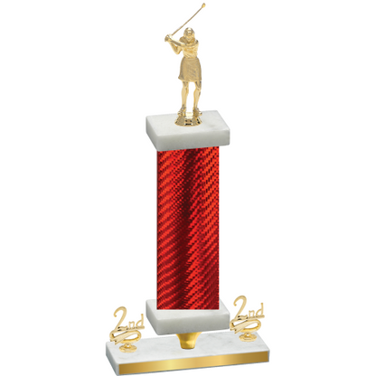 Premium Single Red Carbon Fiber Second Place Golf Trophy