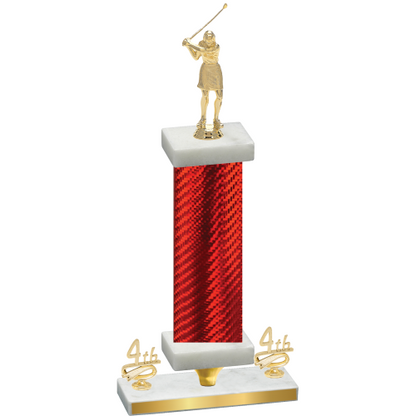 Premium Single Red Carbon Fiber Fourth Place Golf Trophy