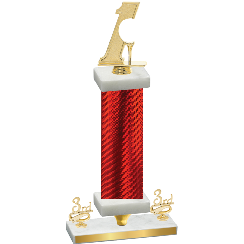 Premium Single Red Carbon Fiber Third Place Golf Trophy