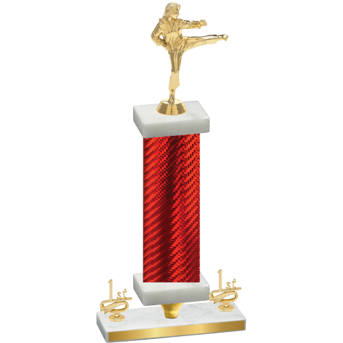 Premium Single Red Carbon Fiber First Place Karate Trophy