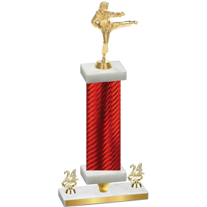 Premium Single Red Carbon Fiber Year Karate Trophy