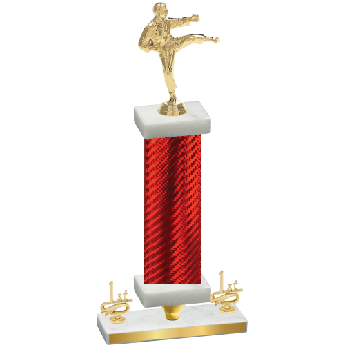 Premium Single Red Carbon Fiber First Place Karate Trophy