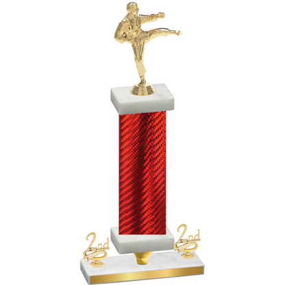 Premium Single Red Carbon Fiber Second Place Karate Trophy