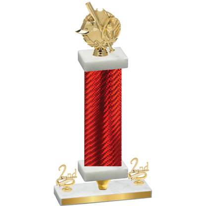 Premium Single Red Carbon Fiber Second Place Baseball Trophy