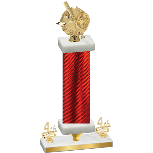 Premium Single Red Carbon Fiber Fourth Place Baseball Trophy