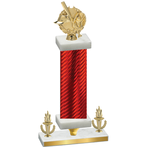 Premium Single Red Carbon Fiber Victory Baseball Trophy