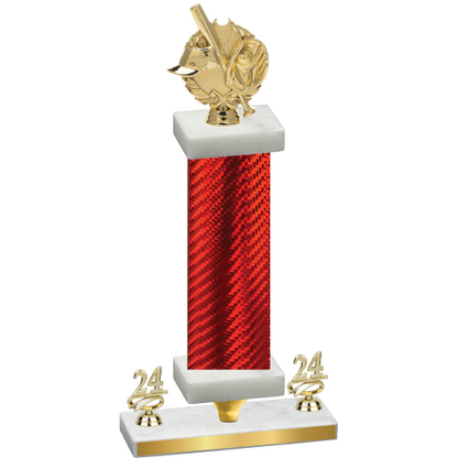 Premium Single Red Carbon Fiber Year Baseball Trophy