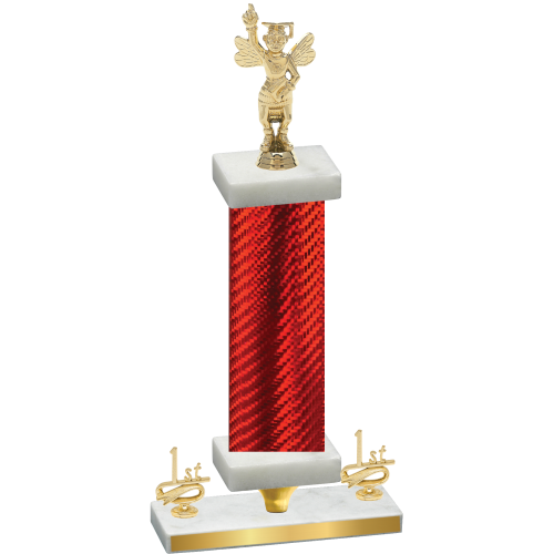 Premium Single Red Carbon Fiber First Place Academics Trophy