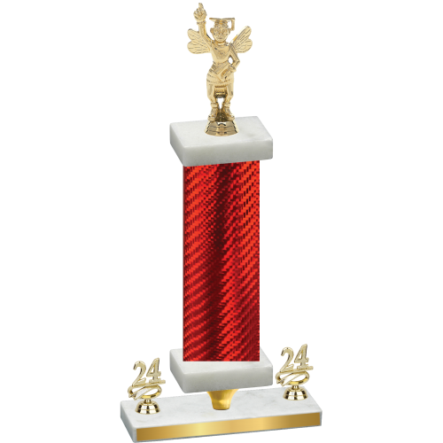 Premium Single Red Carbon Fiber Year Academics Trophy