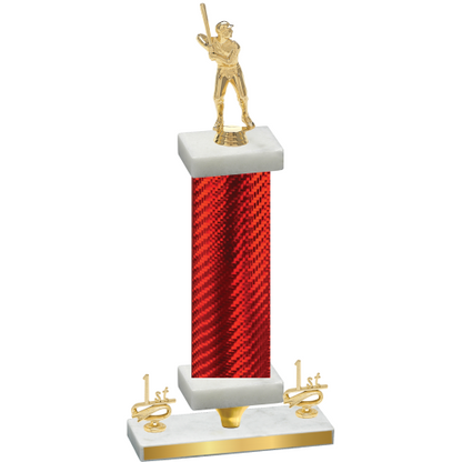 Premium Single Red Carbon Fiber First Place Baseball Trophy