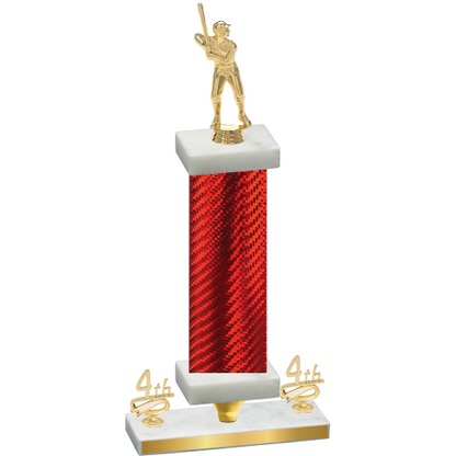 Premium Single Red Carbon Fiber Fourth Place Baseball Trophy