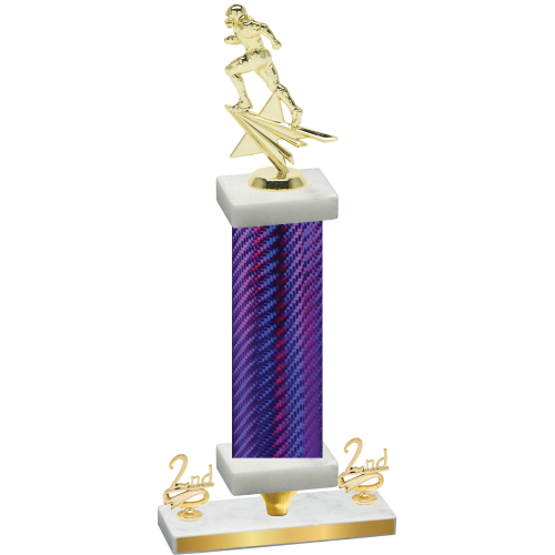 Premium Single Purple Carbon Fiber Second Place Football Trophy