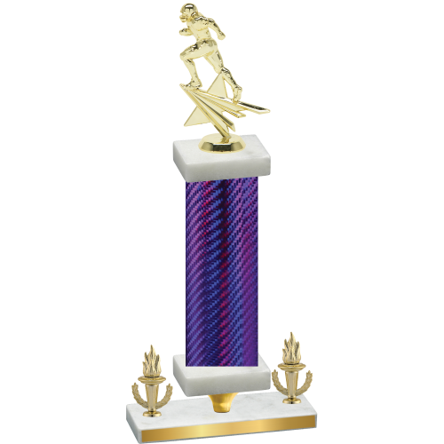 Premium Single Purple Carbon Fiber Victory Football Trophy