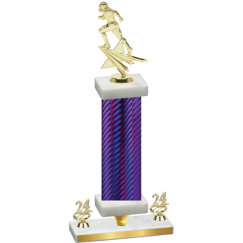 Premium Single Purple Carbon Fiber Year Football Trophy