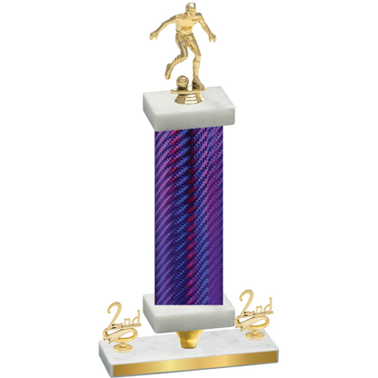 Premium Single Purple Carbon Fiber Second Place Soccer Trophy