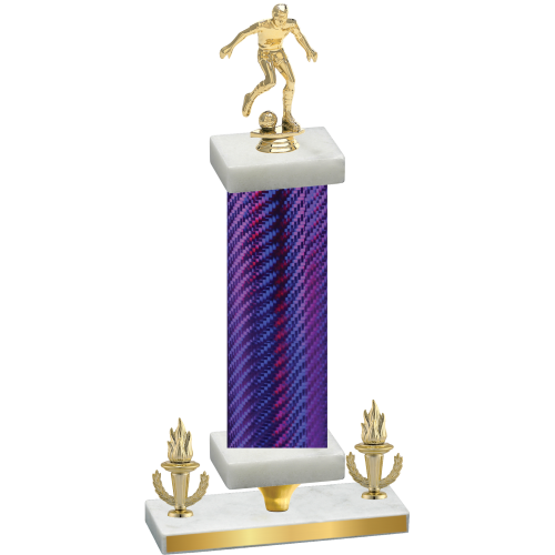 Premium Single Purple Carbon Fiber Victory Soccer Trophy