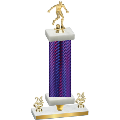 Premium Single Purple Carbon Fiber Year Soccer Trophy