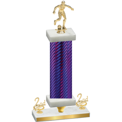 Premium Single Purple Carbon Fiber Second Place Soccer Trophy