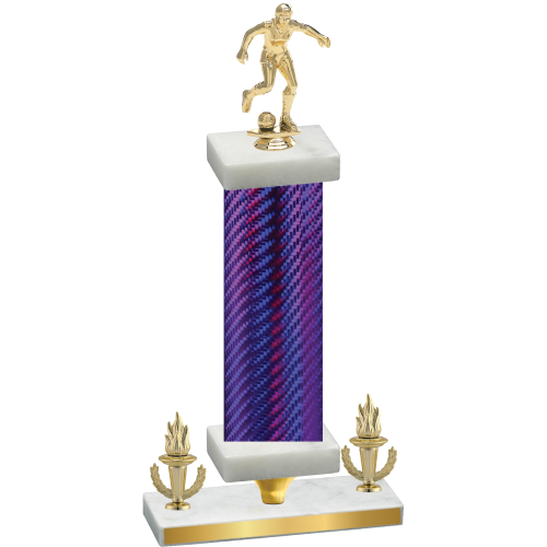 Premium Single Purple Carbon Fiber Victory Soccer Trophy