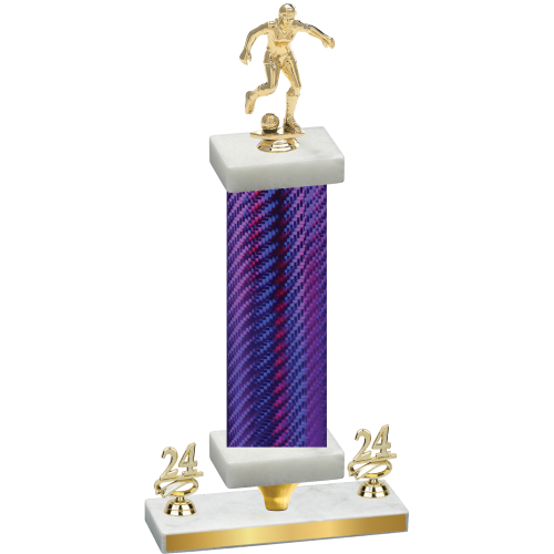 Premium Single Purple Carbon Fiber Year Soccer Trophy