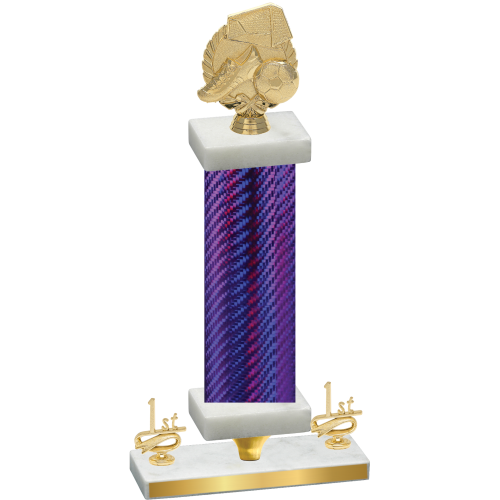 Premium Single Purple Carbon Fiber First Place Soccer Trophy