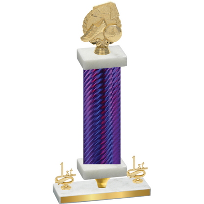 Premium Single Purple Carbon Fiber First Place Soccer Trophy