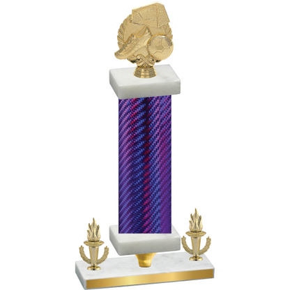 Premium Single Purple Carbon Fiber Victory Soccer Trophy