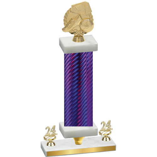 Premium Single Purple Carbon Fiber Year Soccer Trophy