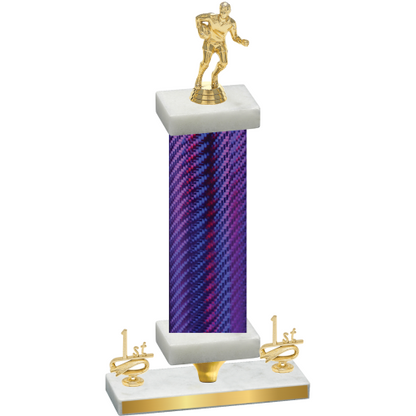 Premium Single Purple Carbon Fiber First Place Rugby Trophy