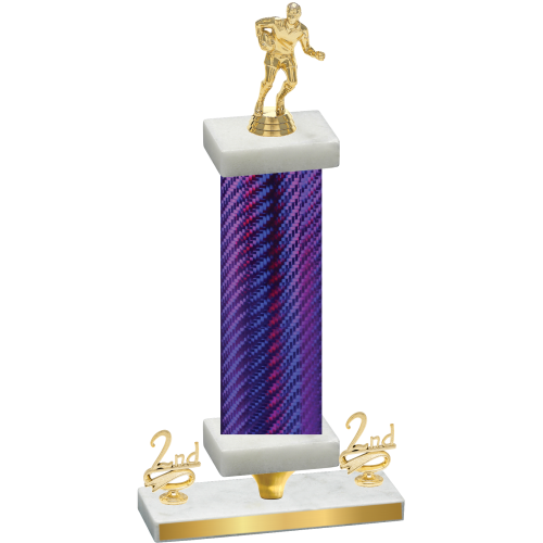 Premium Single Purple Carbon Fiber Second Place Rugby Trophy