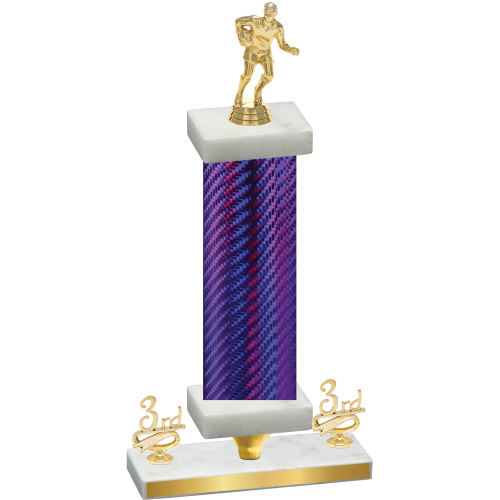 Premium Single Purple Carbon Fiber Third Place Rugby Trophy