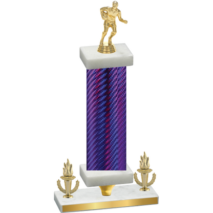 Premium Single Purple Carbon Fiber Victory Rugby Trophy