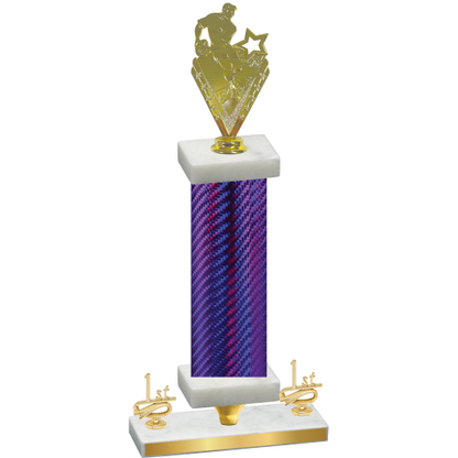 Premium Single Purple Carbon Fiber First Place Rugby Trophy