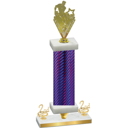 Premium Single Purple Carbon Fiber Second Place Rugby Trophy