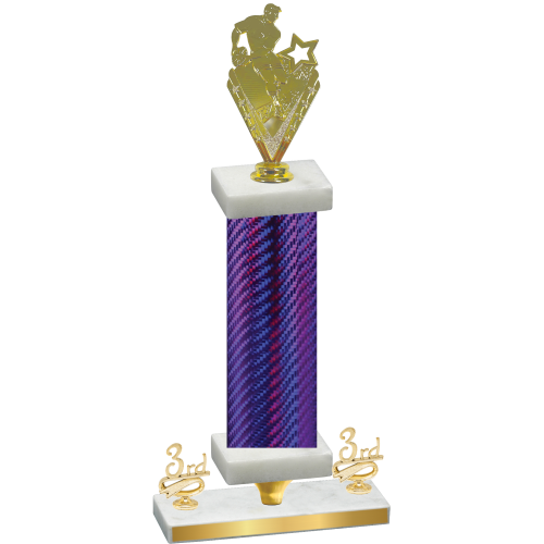 Premium Single Purple Carbon Fiber Third Place Rugby Trophy