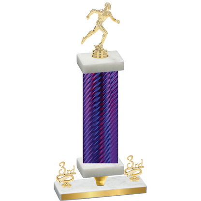 Premium Single Purple Carbon Fiber Third Place Running Trophy