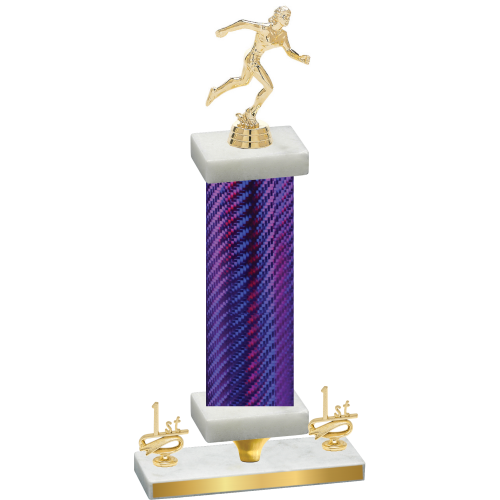 Premium Single Purple Carbon Fiber First Place Running Trophy