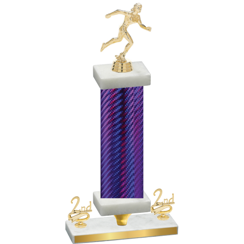 Premium Single Purple Carbon Fiber Second Place Running Trophy