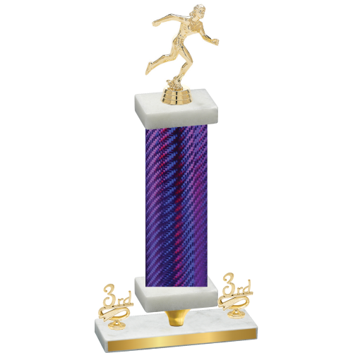 Premium Single Purple Carbon Fiber Third Place Running Trophy
