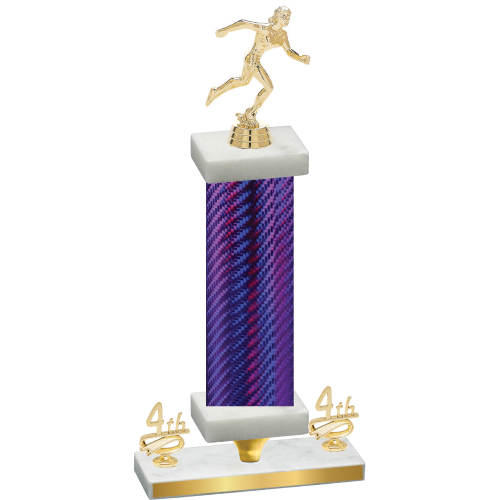 Premium Single Purple Carbon Fiber Fourth Place Running Trophy