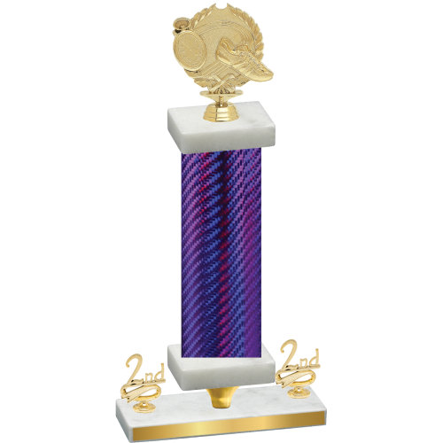 Premium Single Purple Carbon Fiber Second Place Running Trophy