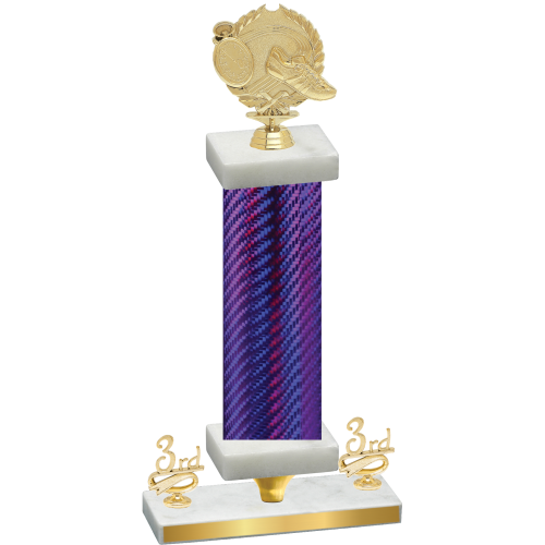 Premium Single Purple Carbon Fiber Third Place Running Trophy