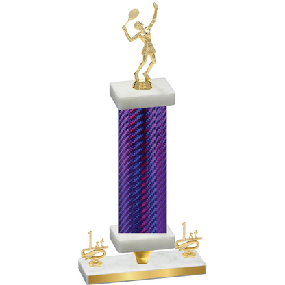 Premium Single Purple Carbon Fiber First Place Tennis Trophy