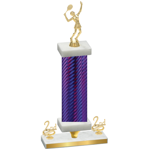 Premium Single Purple Carbon Fiber Second Place Tennis Trophy