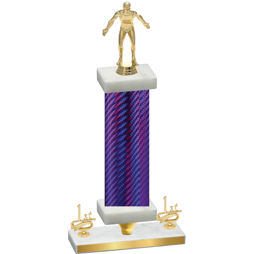 Premium Single Purple Carbon Fiber First Place Wrestling Trophy