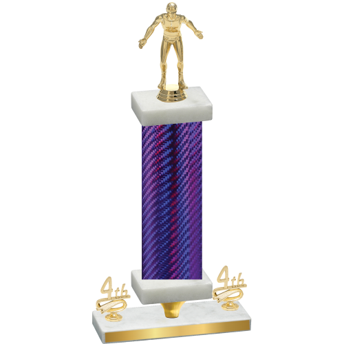 Premium Single Purple Carbon Fiber Fourth Place Wrestling Trophy